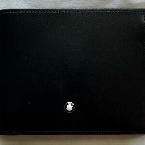 Montblanc Black Leather Meister Wallet 6cc with Iconic Emblem, 100% Genuine, NWT